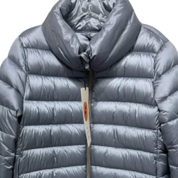 NWT NEW Save The Duck Elsie Blue Fog Faux Down Quilted Puffer Jacket L - Picture 8 of 8